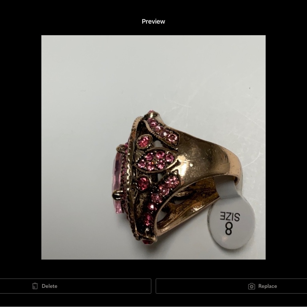 Marquise Pink Crystal Cocktail Ring - Statement Fashion Jewelry - Picture 2 of 4